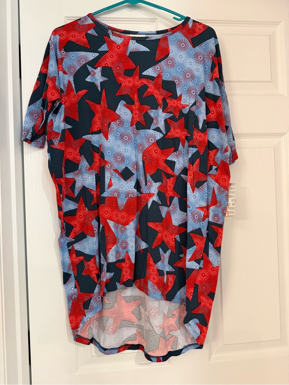 Lularoe Irma Star Print Tunic Top - Red & Blue